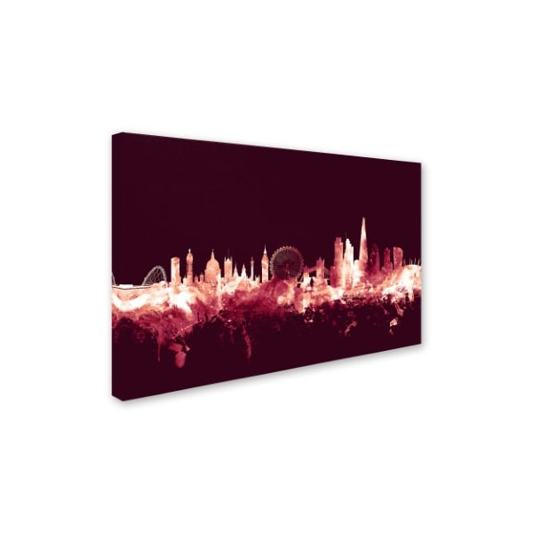 Michael Tompsett 'London England Skyline Maroon' Canvas Art,22x32